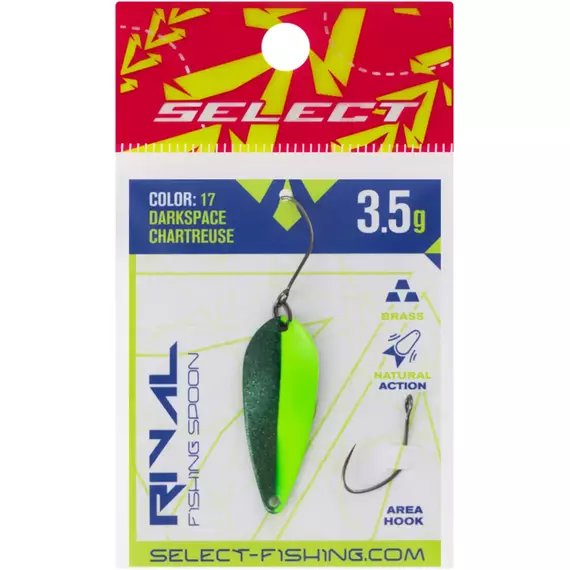 Блешня Select Rival 3.5g 34mm #17 DarkSpace Chartreuse, Вага блешні: 3.5, Колір блешні: #17 DarkSpace Chartreuse, фото , изображение 2